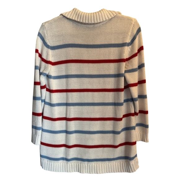 Talbots Johnny Collar Beach Red and Blue Stripe Women’s Small Nautical - Picture 3 of 6